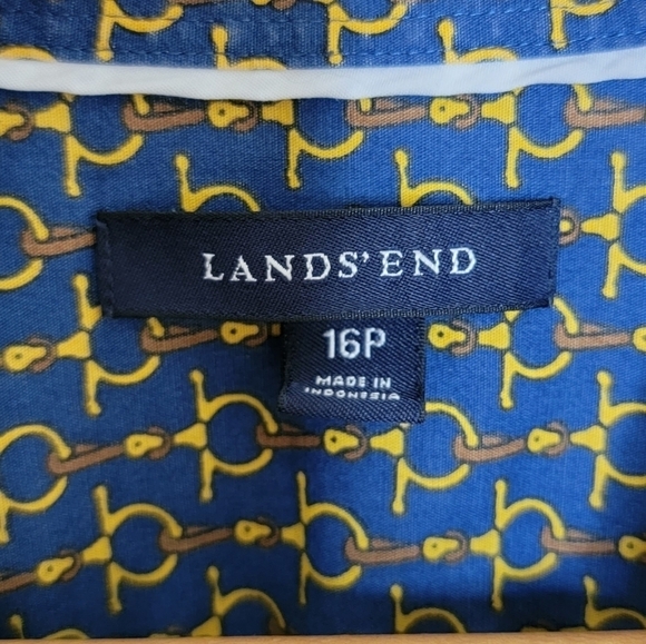 Lands' End | Petite Equestrian Horse Bit Print Button Down Shirt Size 16P - Picture 3 of 5
